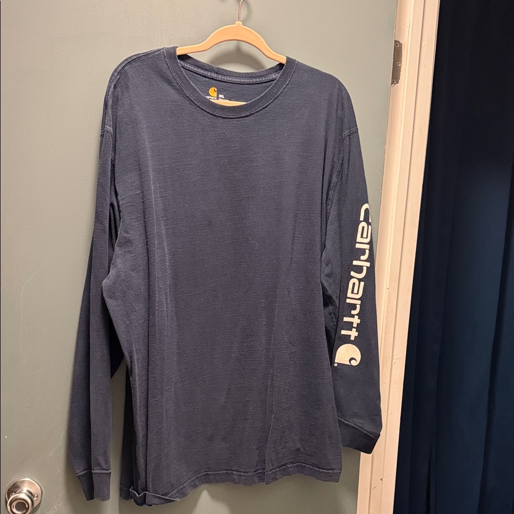 Carhartt Navy Long Sleeve Tee with Logo